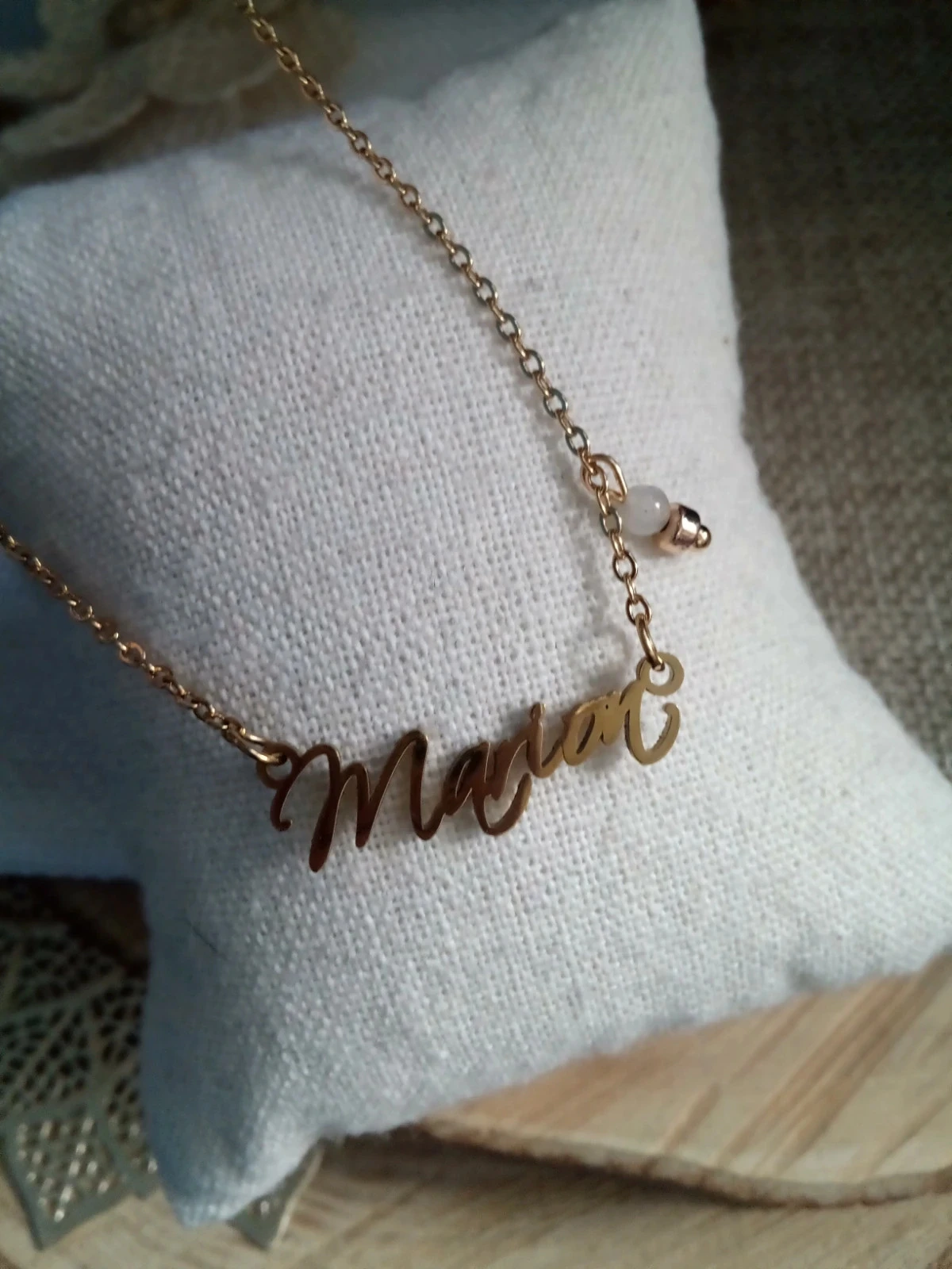 Collier prénom Marion et pierre de labradorite naturelle – photo 2